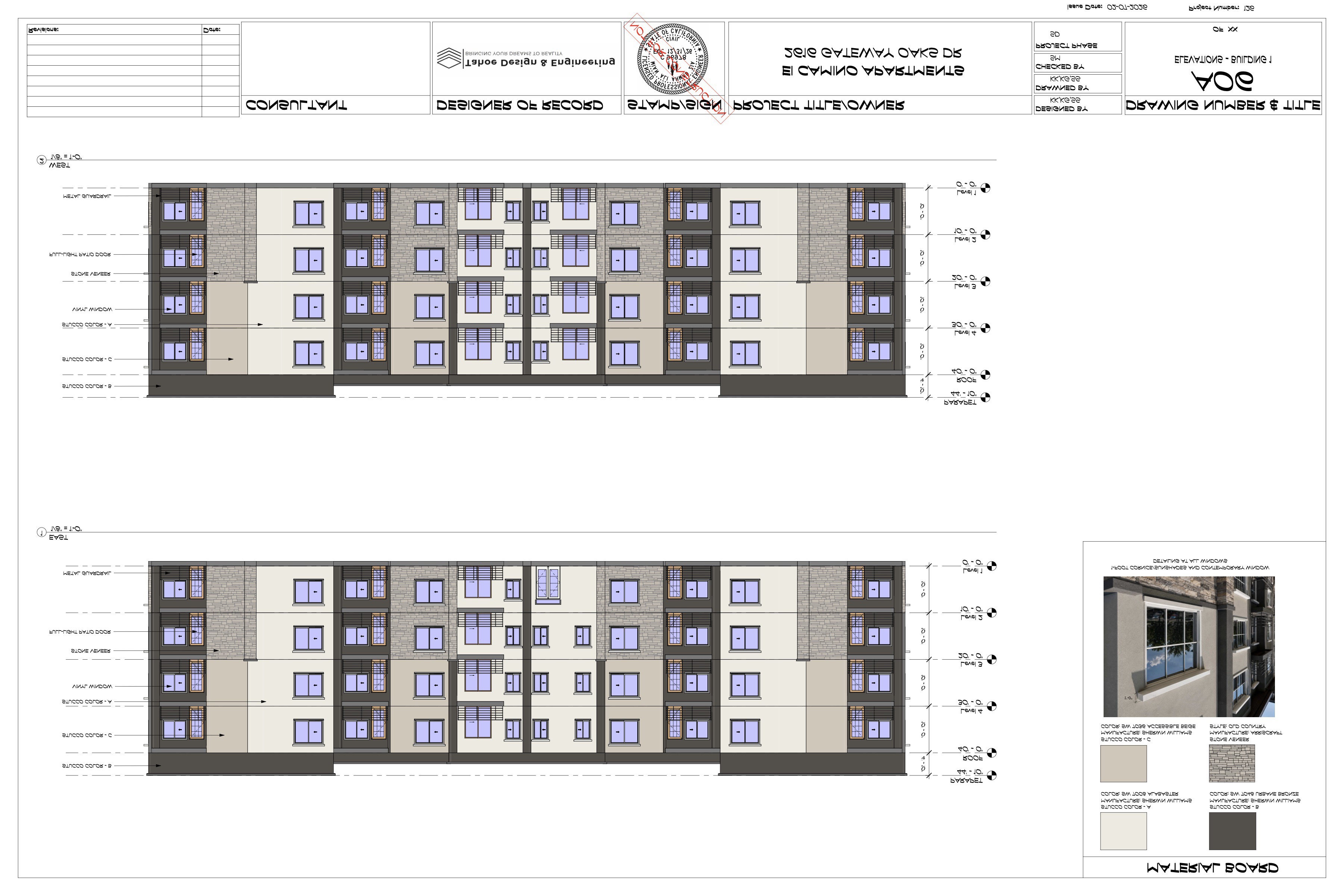 El Camino Apartments Building 1 elevation sheet