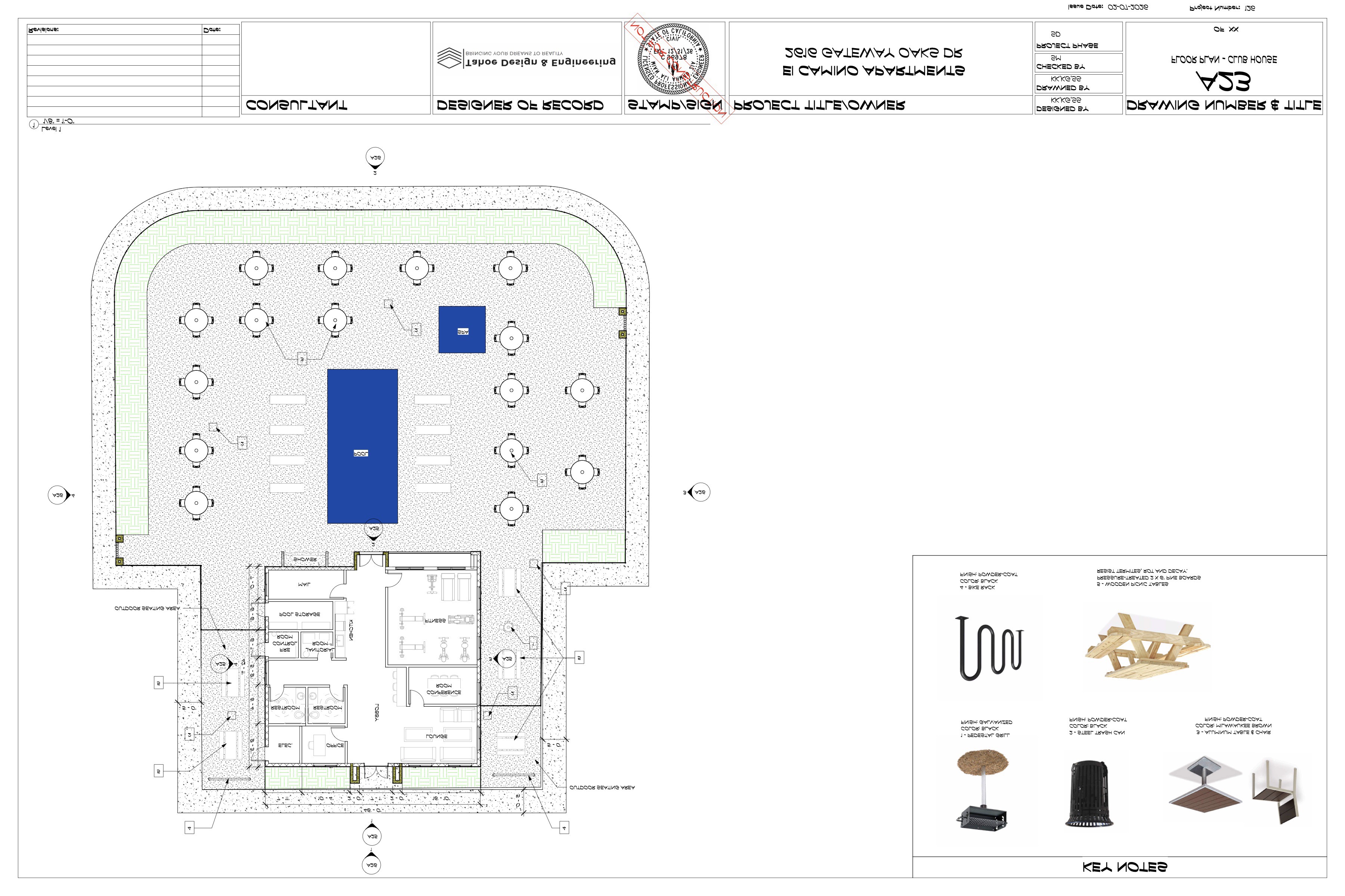 El Camino Apartments clubhouse floor plan sheet