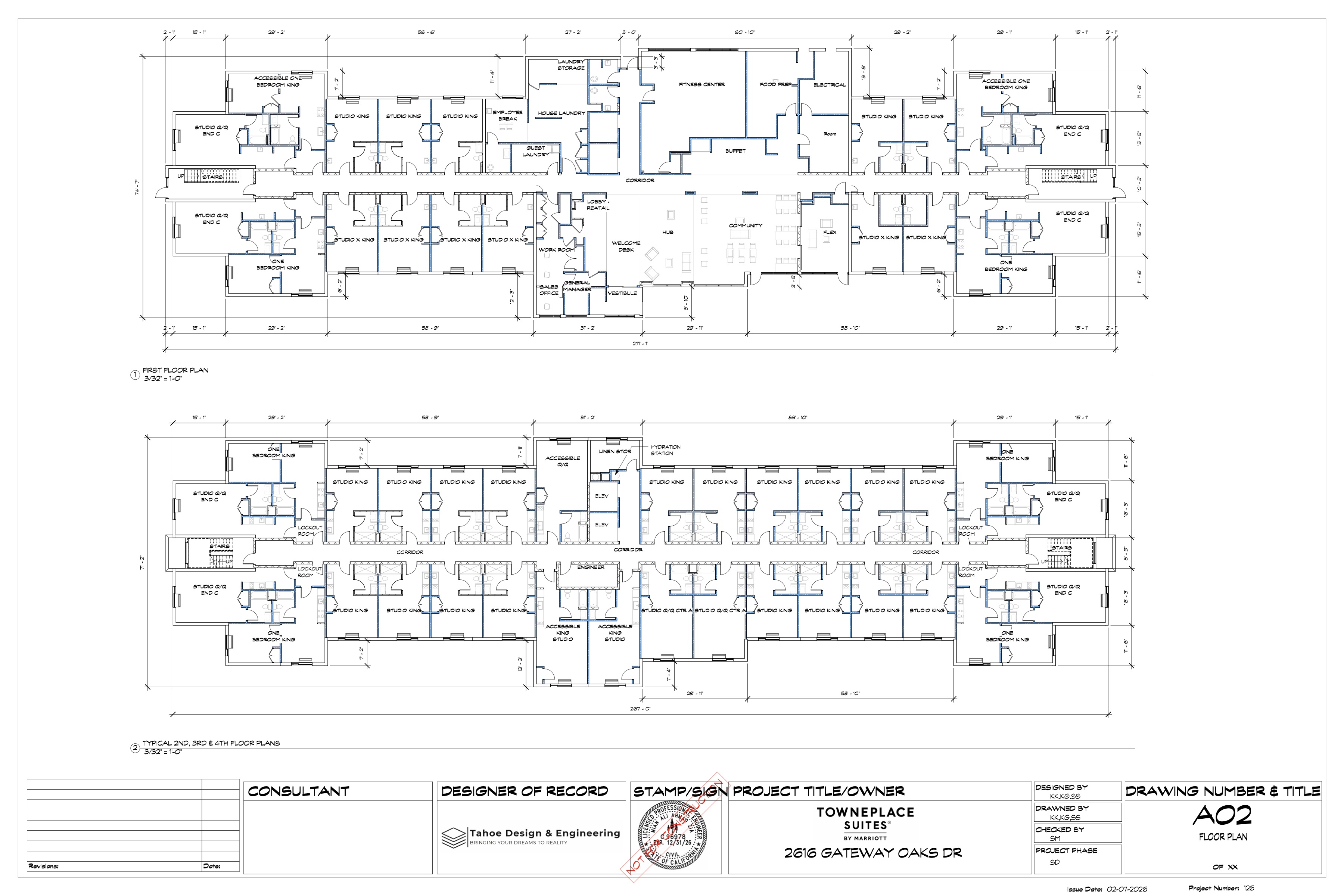 TownePlace Suites Natomas floor plan sheet